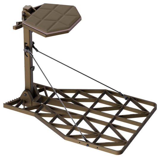 UIIHUNT Hang On Tree Stands, Cast Aluminum Lock On Tree Stand for Deer Hunting, 11.4 lb Lightweight Hang-On Treestand with 27.8" x 17.8" Platform, Portable Saddle and Bow Hunting Stand