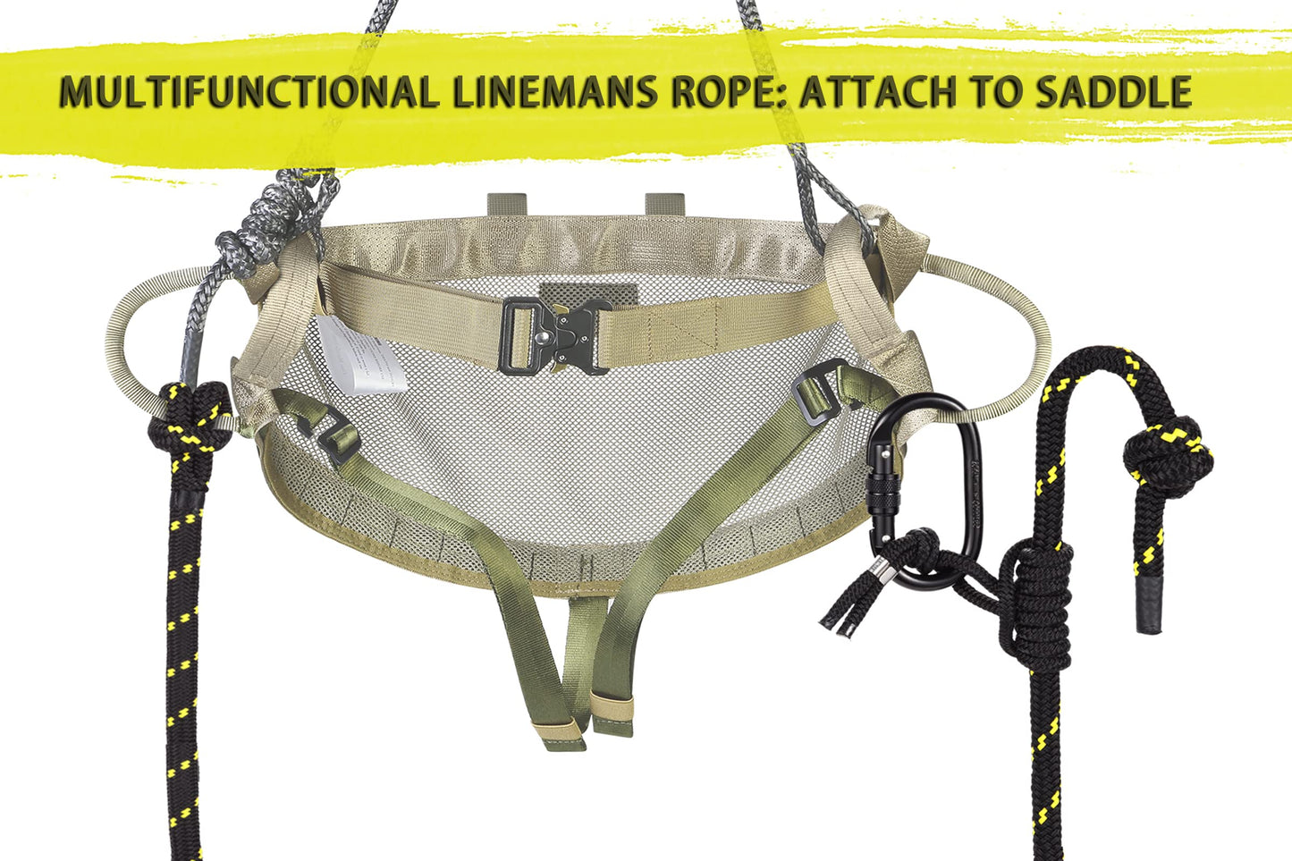 Complete Saddle Hunting System -16'*12' Saddle Platform,Hunting Saddle,96 Inches Lineman's Rope,Tether