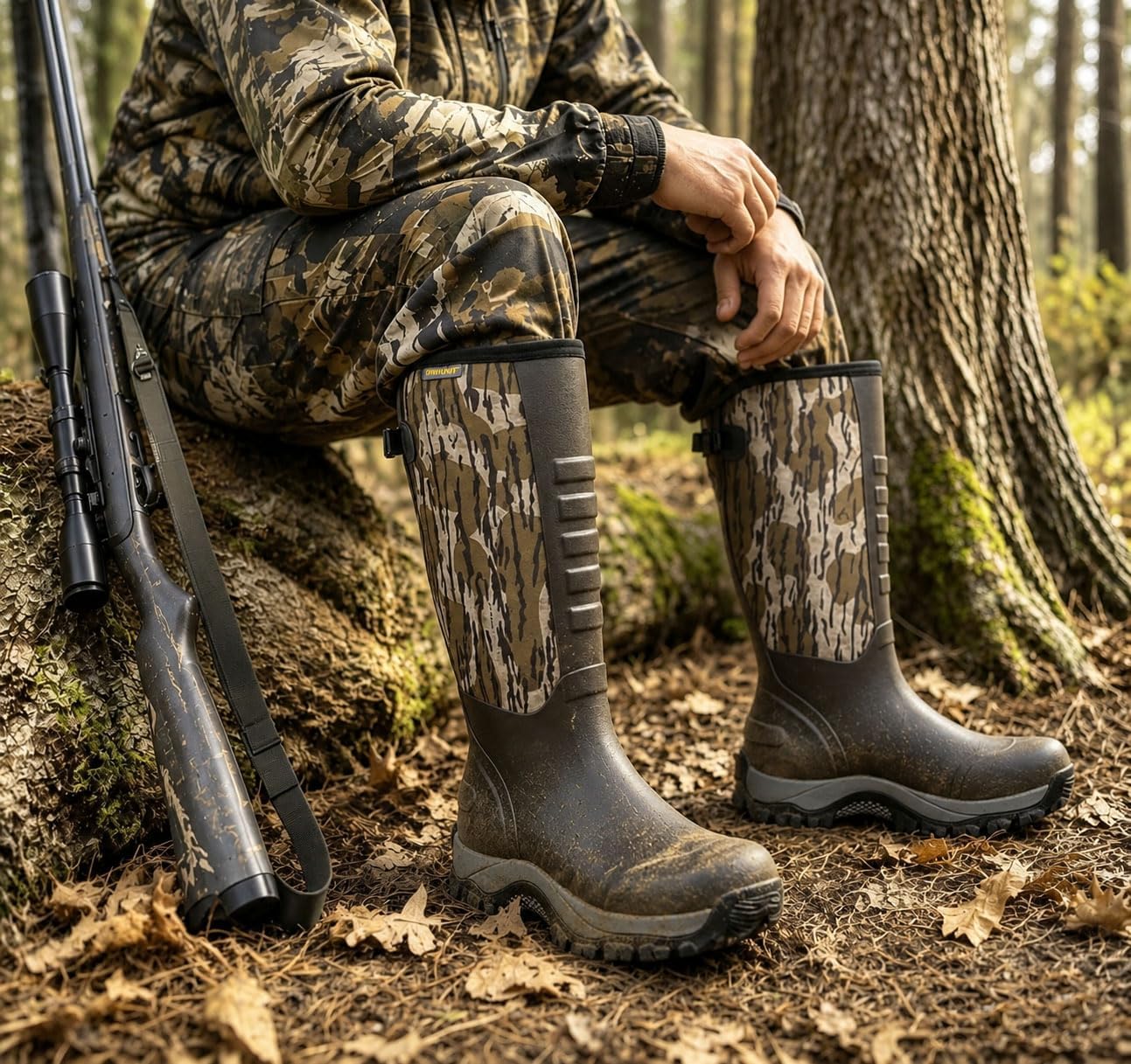 QOGIR rubber hunting boots CAMOMAX Barkwood
