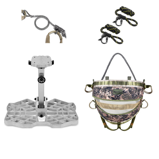 Complete Saddle Hunting System -16'*12' Saddle Platform,Hunting Saddle,96 Inches Lineman's Rope,Tether